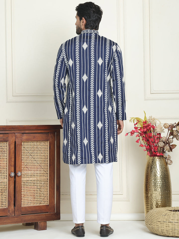 Embroidery And Mirror Work Straight Kurta Set,