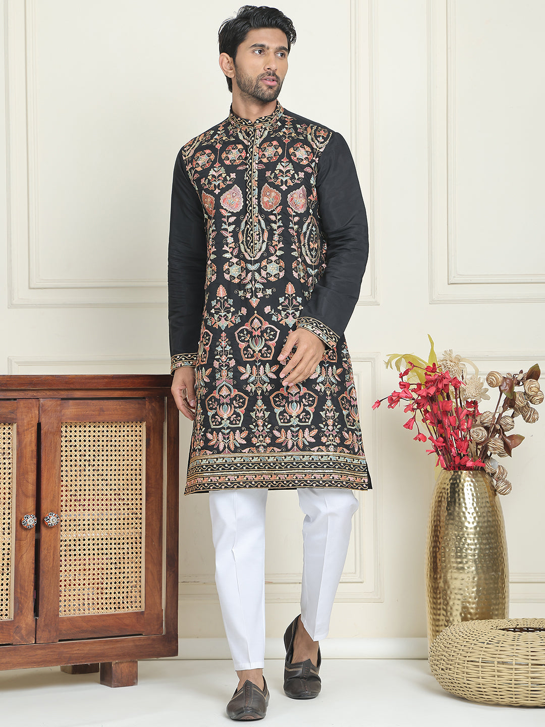 Floral Embroidered Straight Kurta Set