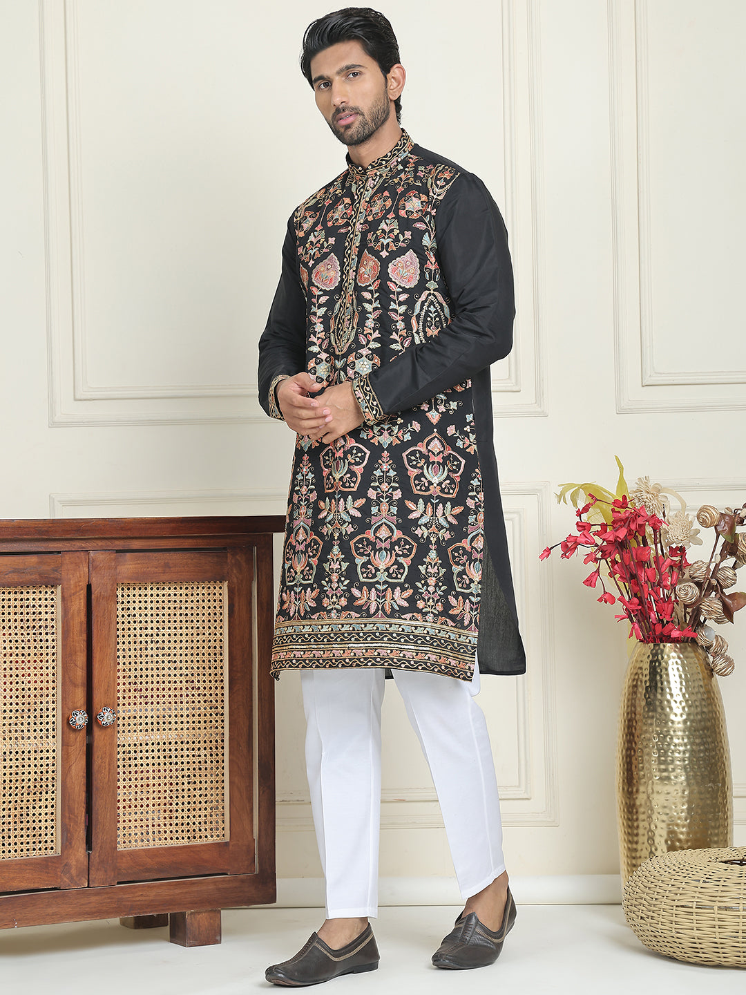 Floral Embroidered Straight Kurta Set
