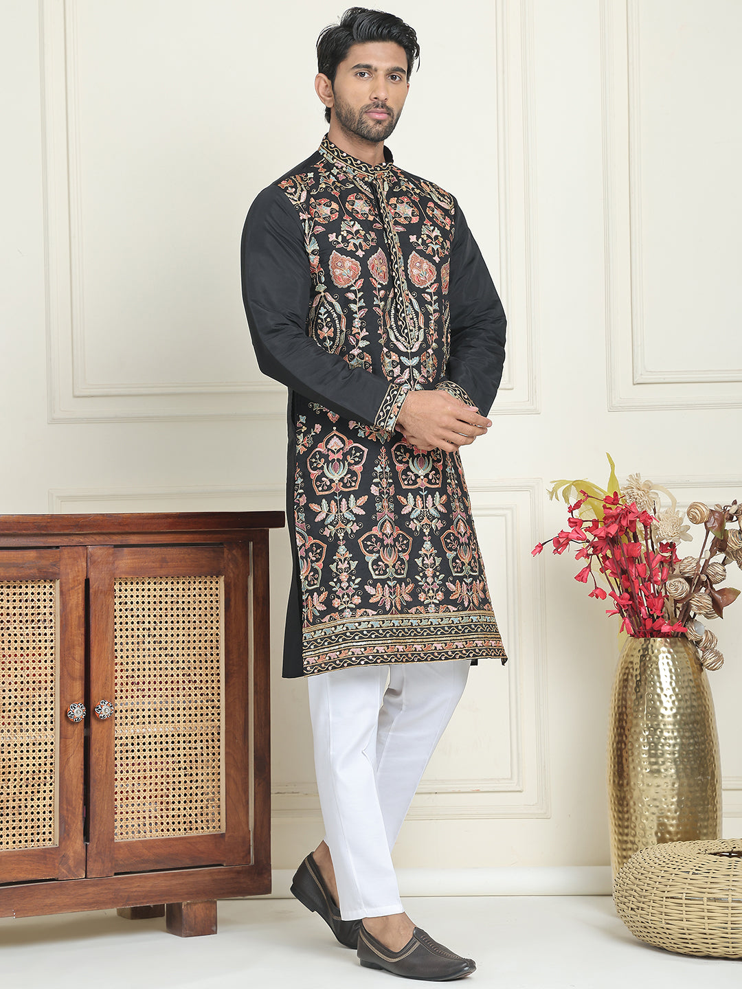 Floral Embroidered Straight Kurta Set