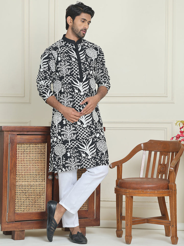 Embroidered Silk Blend Kurta Pyjama Set