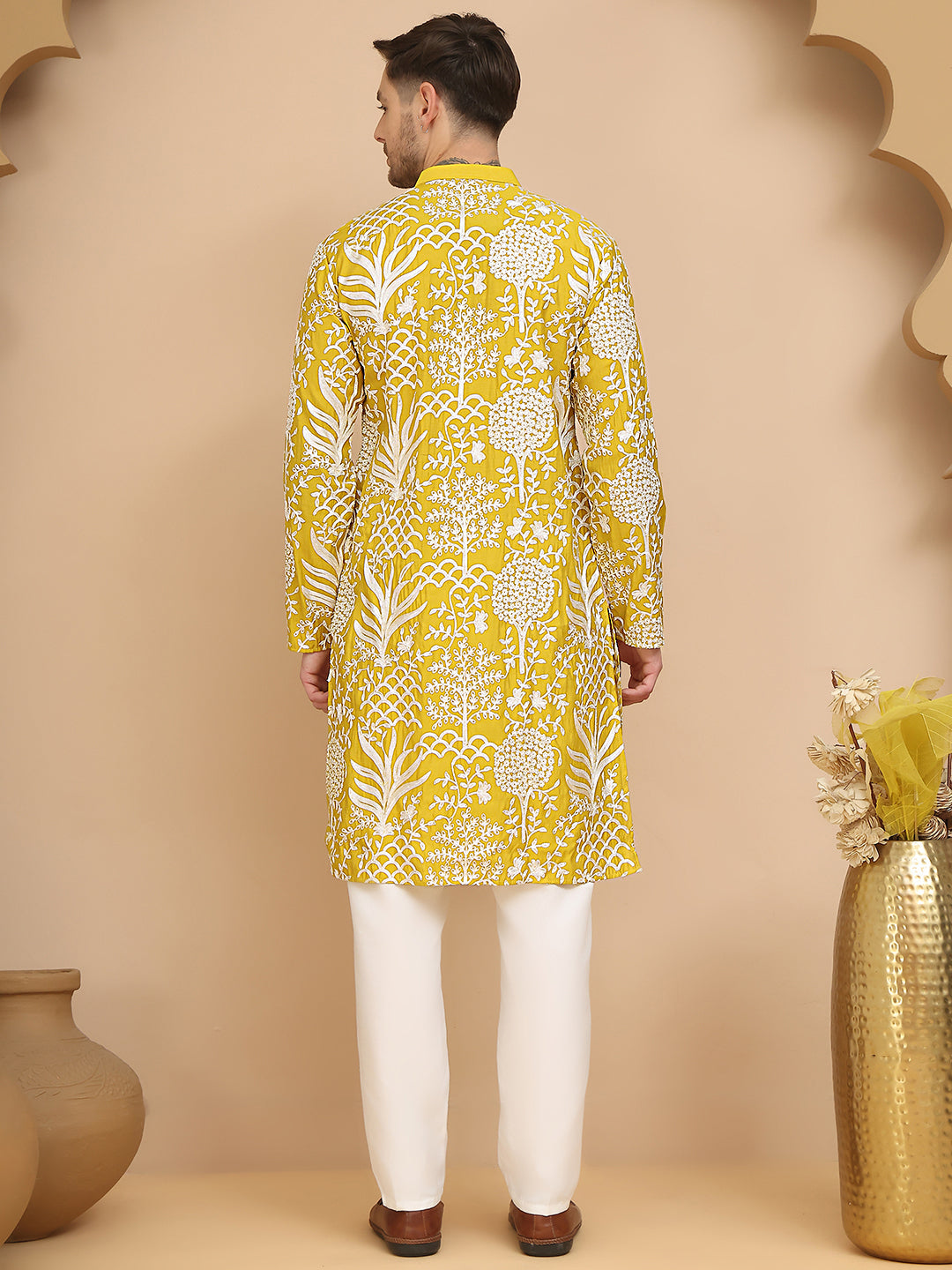Embroidered Silk Blend Kurta Pyjama Set