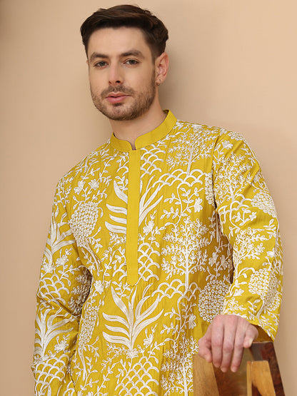Embroidered Silk Blend Kurta Pyjama Set