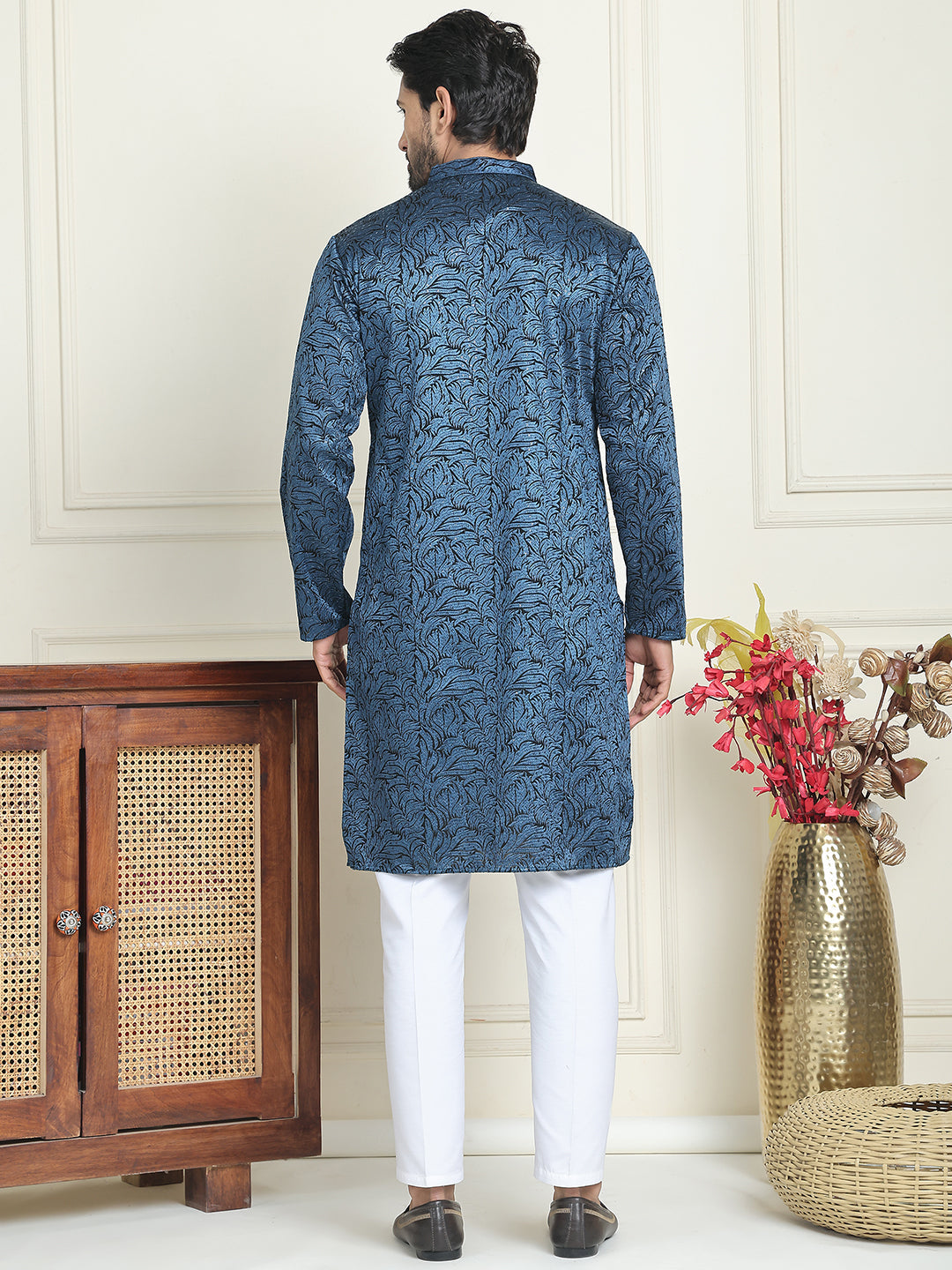 Embroidered &amp; Sequins Straight Kurta With Pyjamas