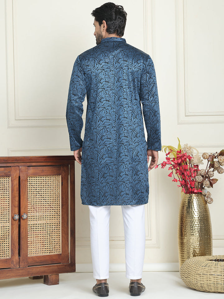 Embroidered &amp; Sequins Straight Kurta With Pyjamas
