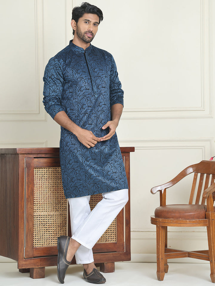 Embroidered &amp; Sequins Straight Kurta With Pyjamas