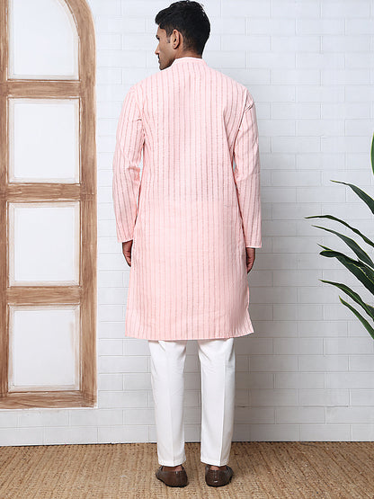 Men'S Cotton Striped Kurta Pyjama Set