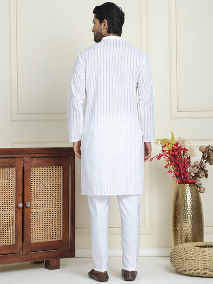 Men'S Cotton Striped Kurta Pyjama Set