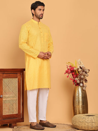 Men'S Cotton Striped Kurta Pyjama Set