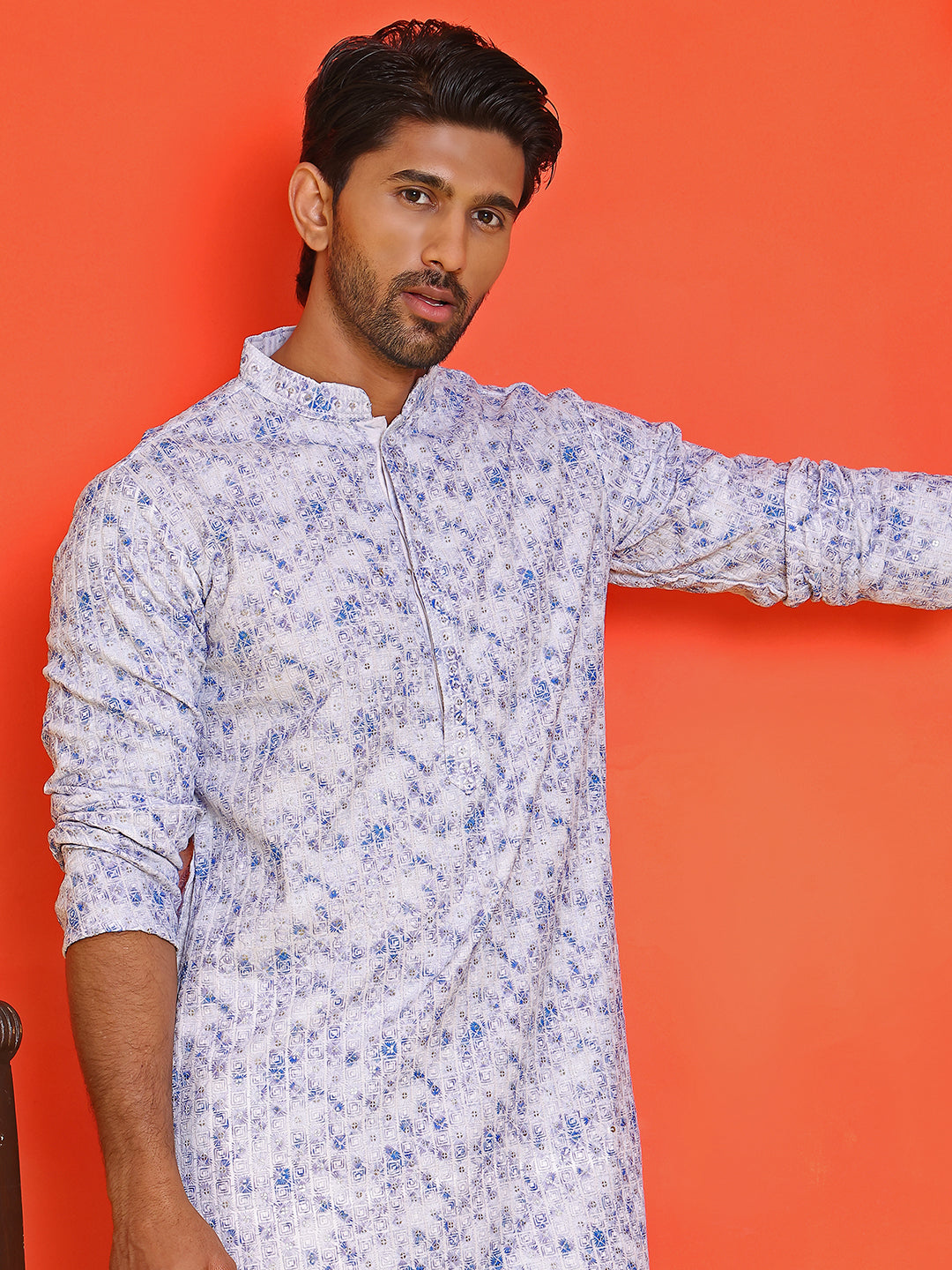 Sequin Embroidered Pure Cotton Kurta With Pyjamas
