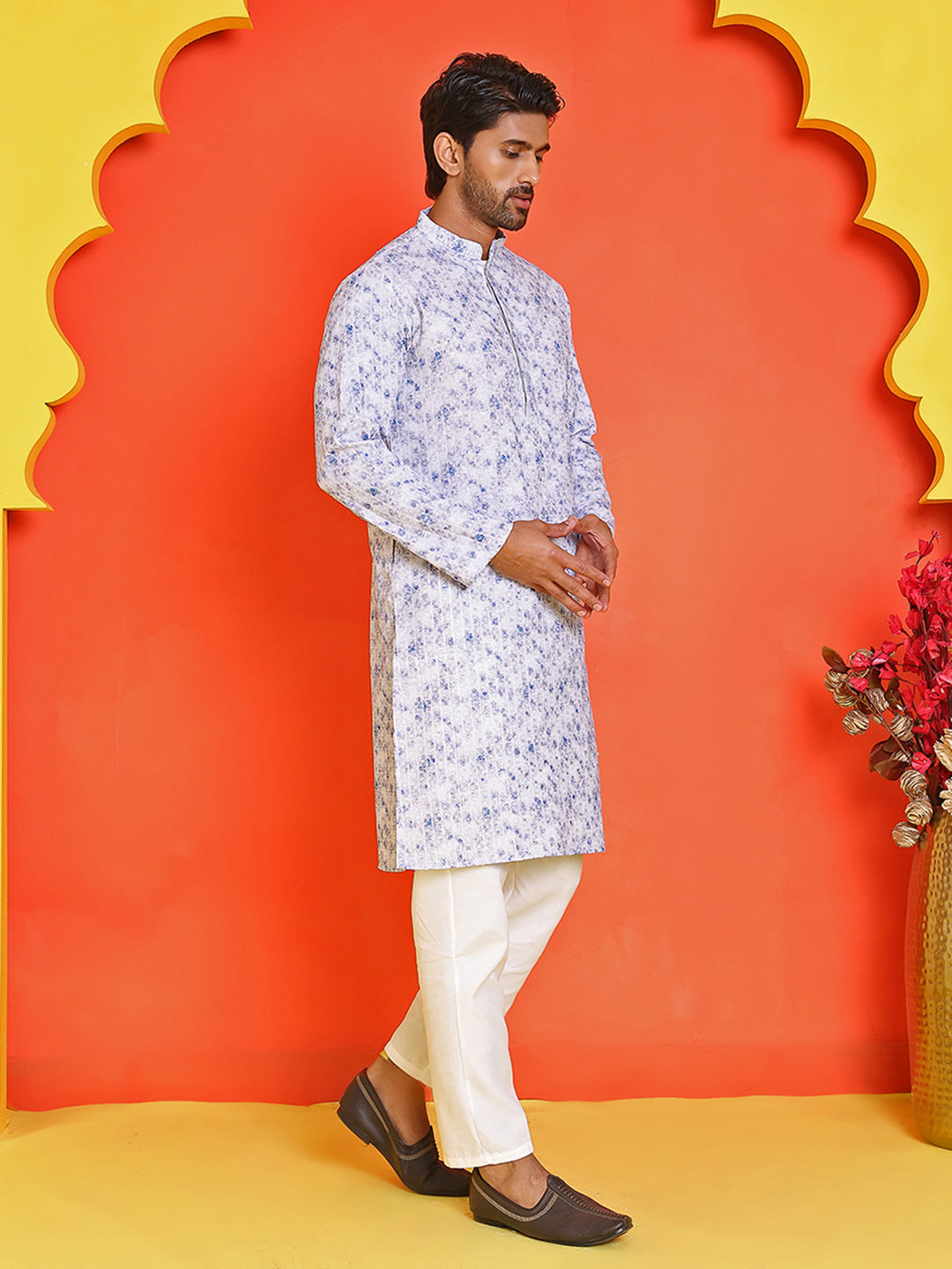 Sequin Embroidered Pure Cotton Kurta With Pyjamas