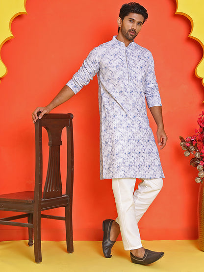 Sequin Embroidered Pure Cotton Kurta With Pyjamas