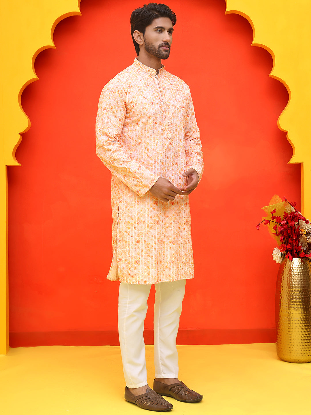 Sequin Embroidered Pure Cotton Kurta With Pyjamas