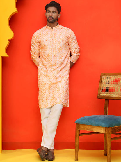 Sequin Embroidered Pure Cotton Kurta With Pyjamas
