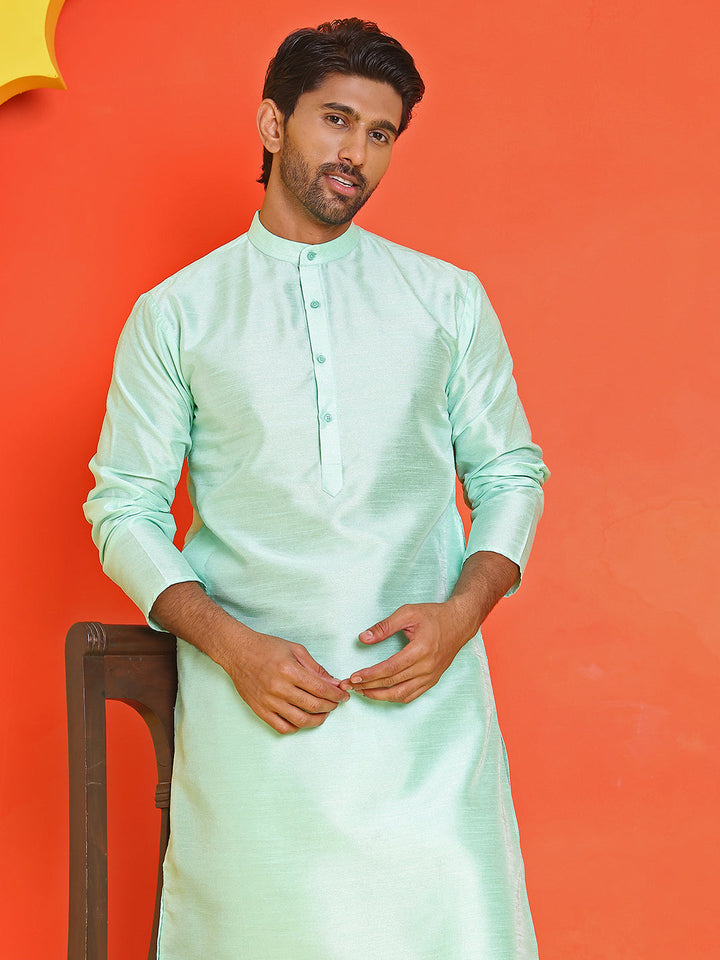 Solid Silk Kurta With Pyjamas
