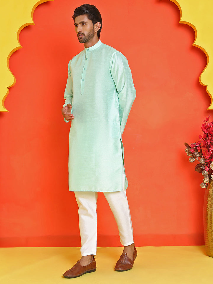 Solid Silk Kurta With Pyjamas