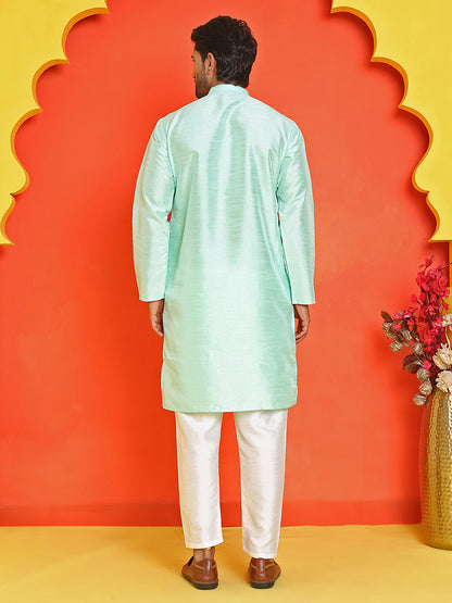 Solid Silk Kurta With Pyjamas
