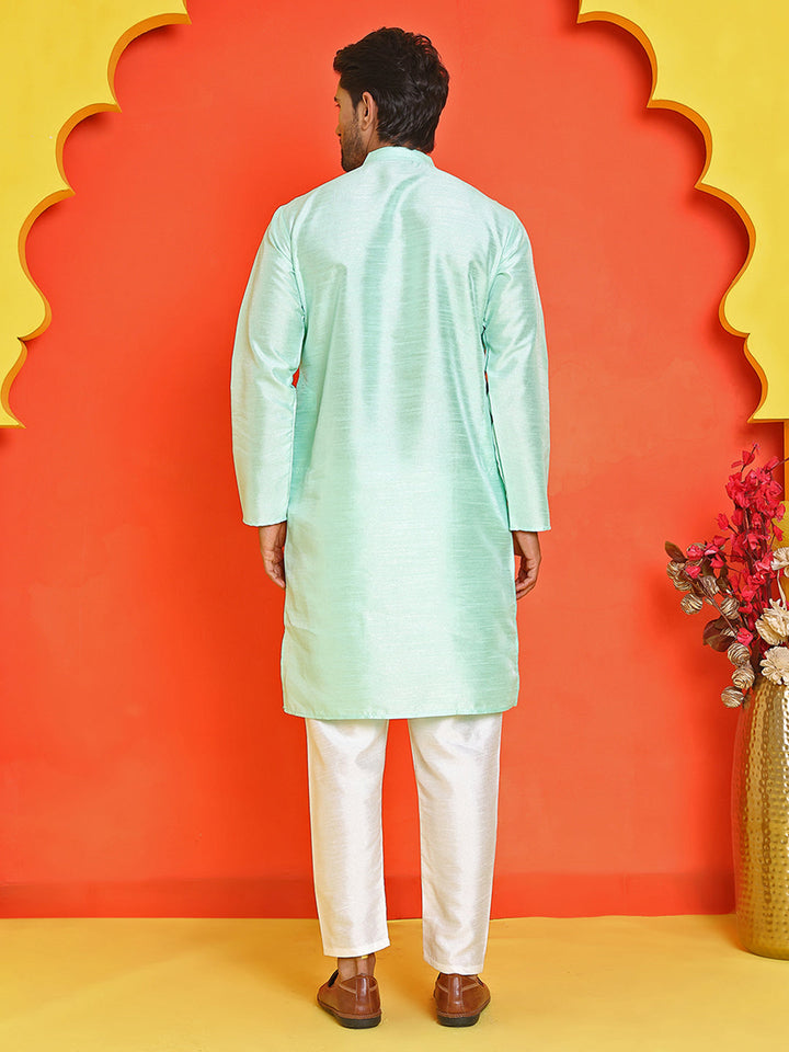 Solid Silk Kurta With Pyjamas