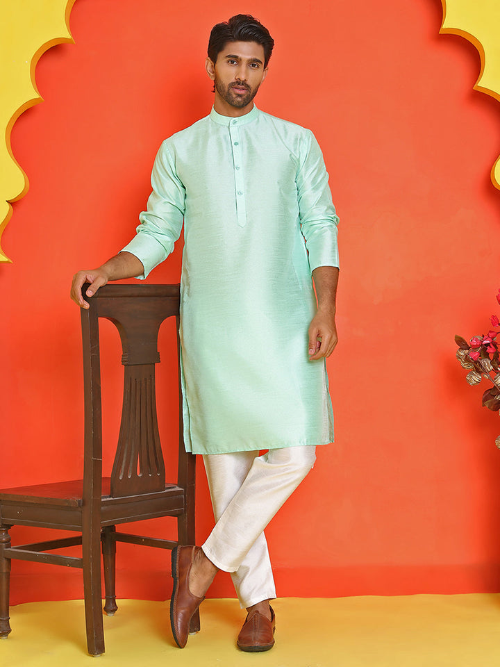 Solid Silk Kurta With Pyjamas