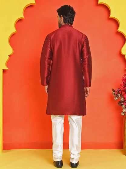 Solid Silk Kurta With Pyjamas