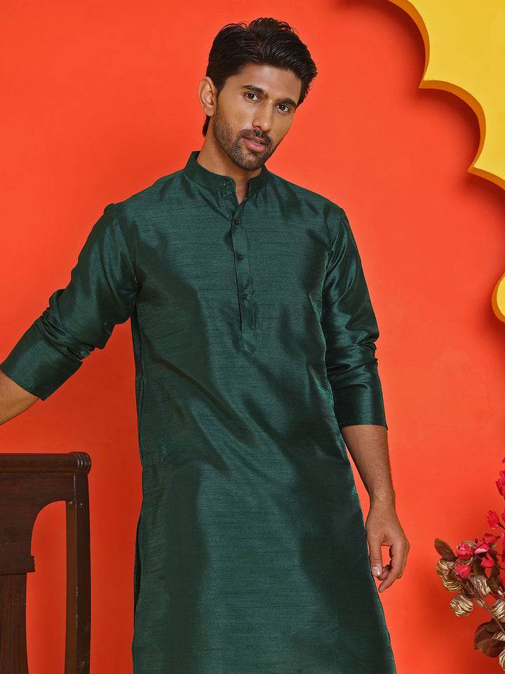Solid Silk Kurta With Pyjamas