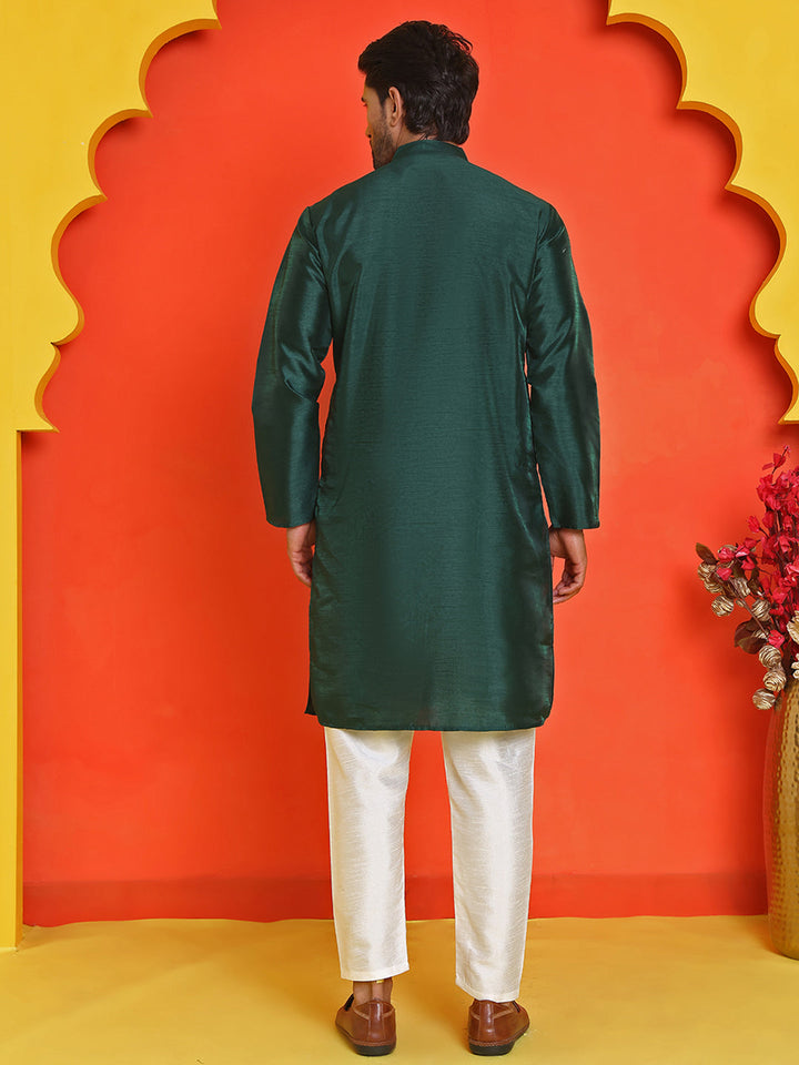 Solid Silk Kurta With Pyjamas