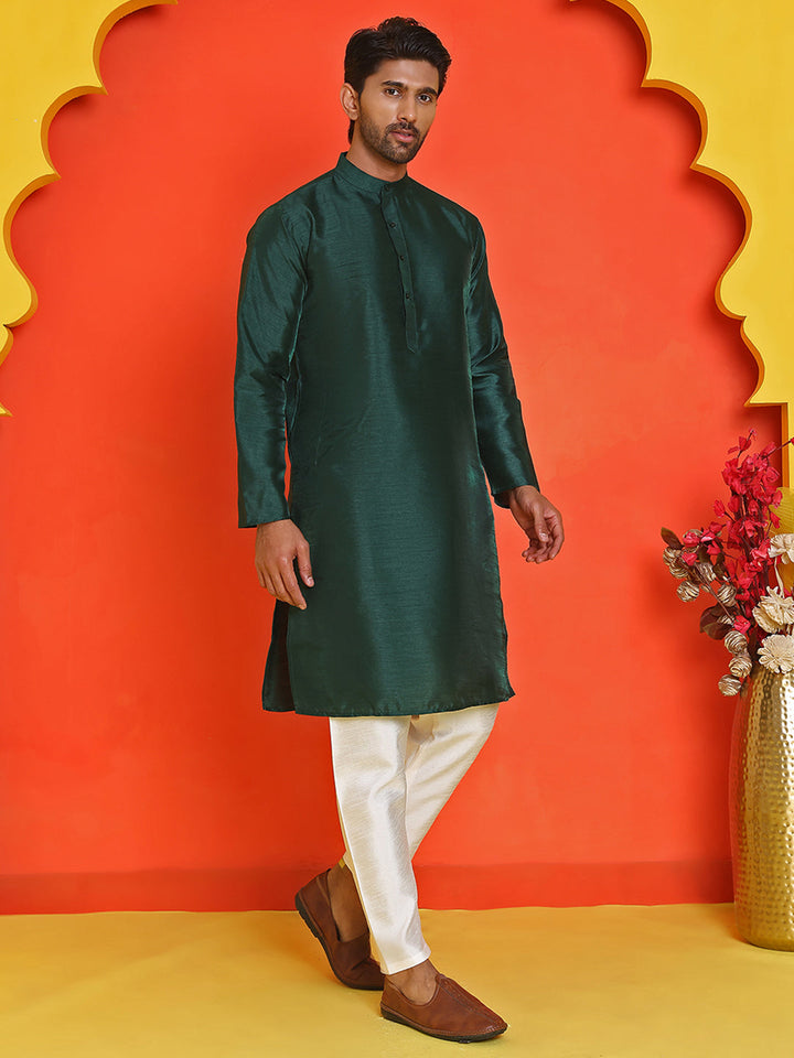 Solid Silk Kurta With Pyjamas