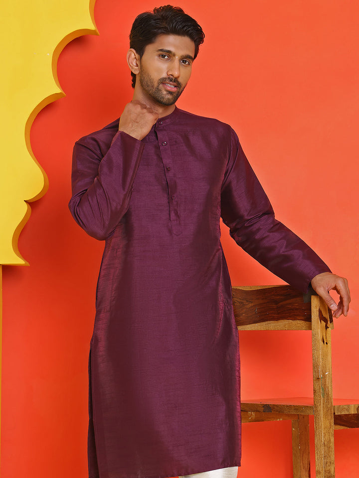 Solid Silk Kurta With Pyjamas