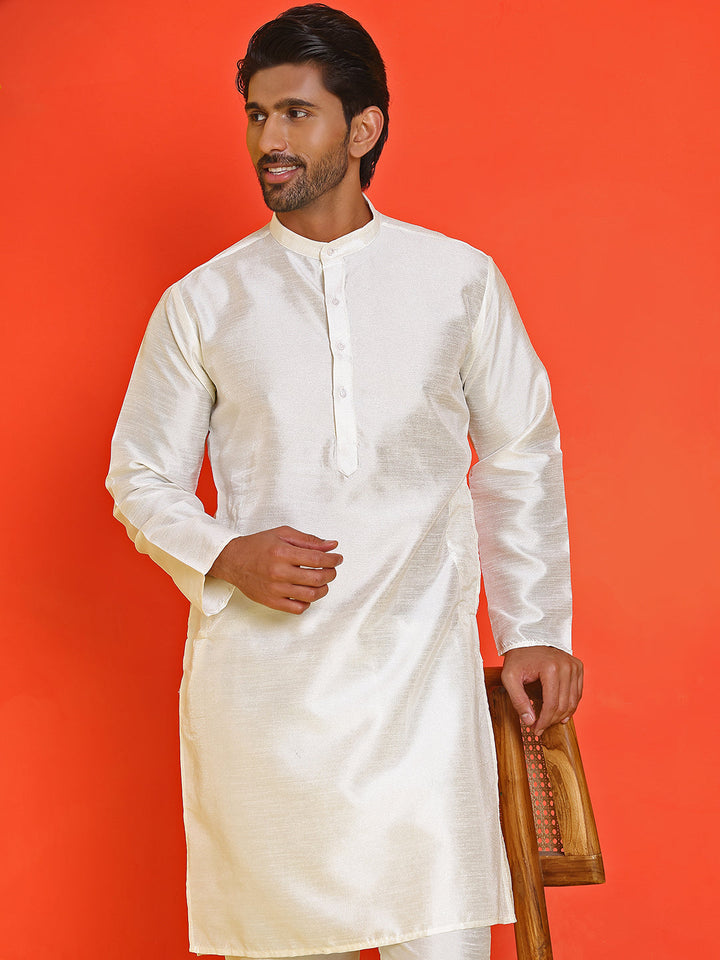 Solid Silk Kurta With Pyjamas