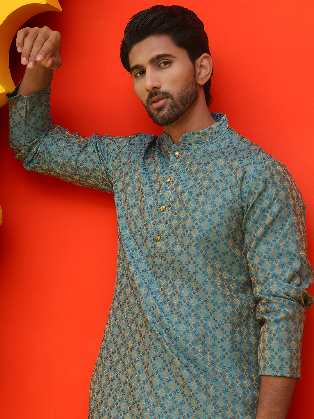 Jacquard Silk Straight Kurta Pyjama Set