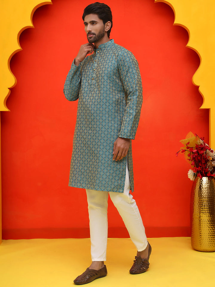 Jacquard Silk Straight Kurta Pyjama Set