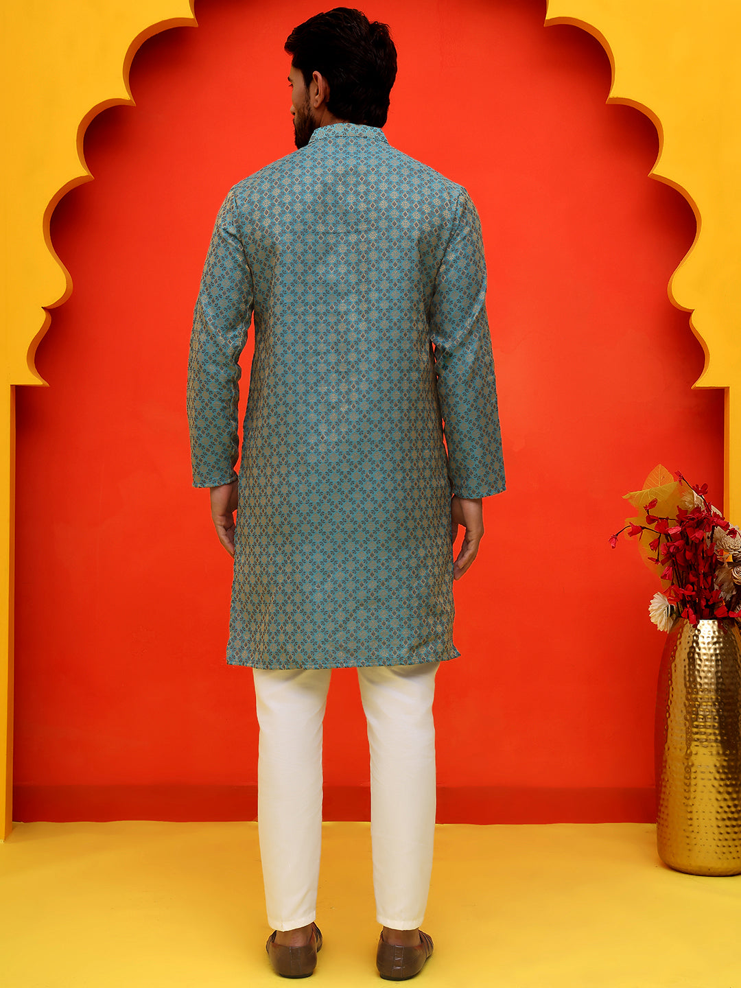 Jacquard Silk Straight Kurta Pyjama Set