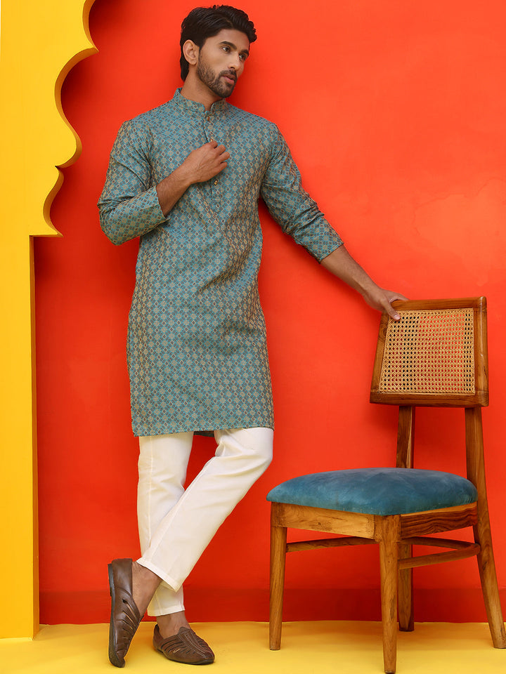 Jacquard Silk Straight Kurta Pyjama Set