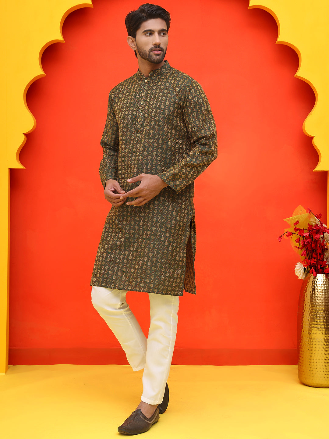 Jacquard Silk Straight Kurta Pyjama Set