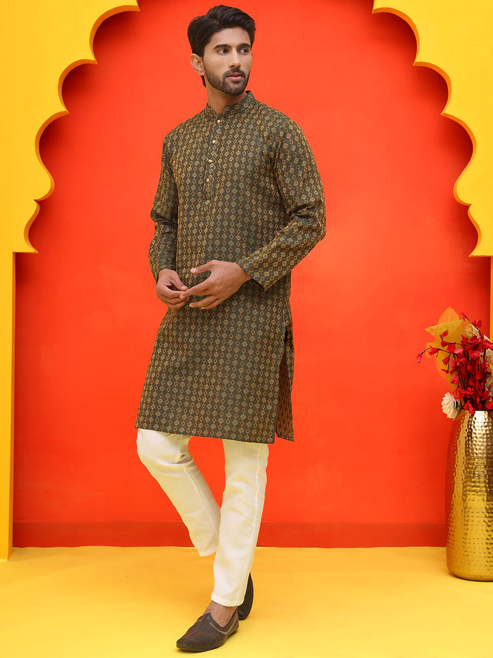 Jacquard Silk Straight Kurta Pyjama Set