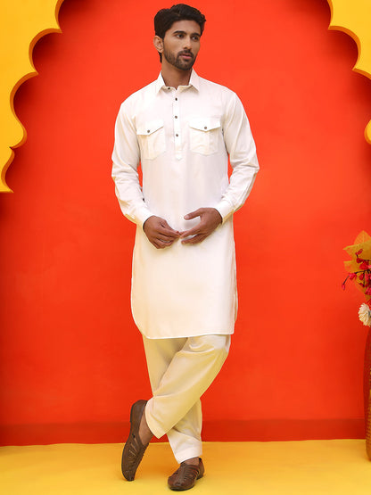Men'S Solid Pathani Kurta With Salwar