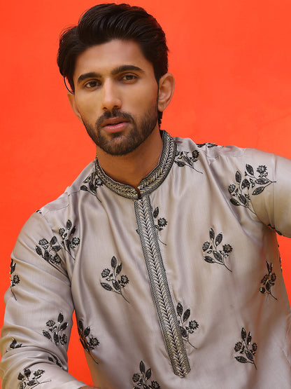 Chikankari Embroidered Kurta Pyjama For Men
