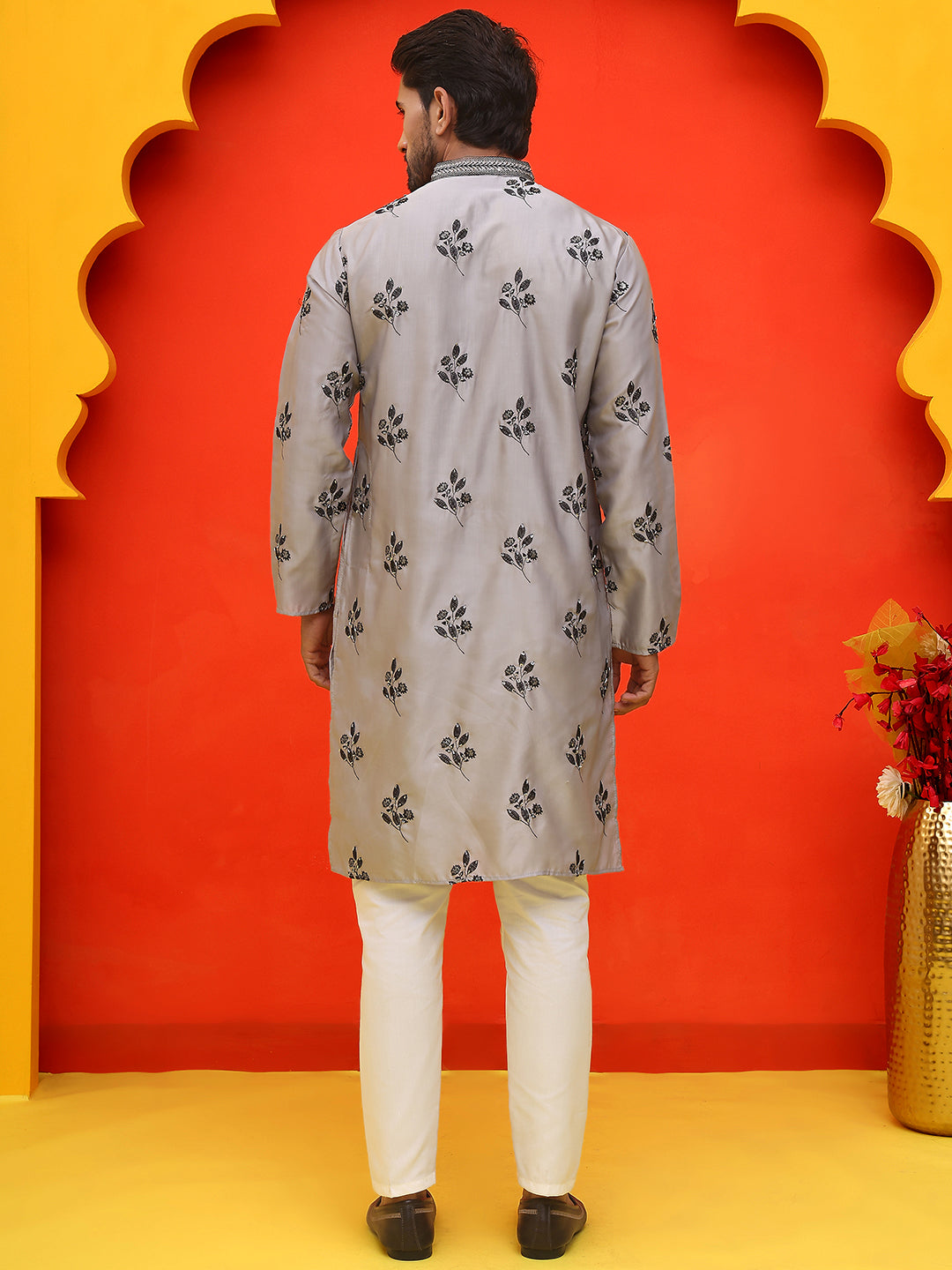 Chikankari Embroidered Kurta Pyjama For Men