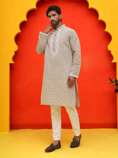 Embroidered Kurta Pyjama For Men