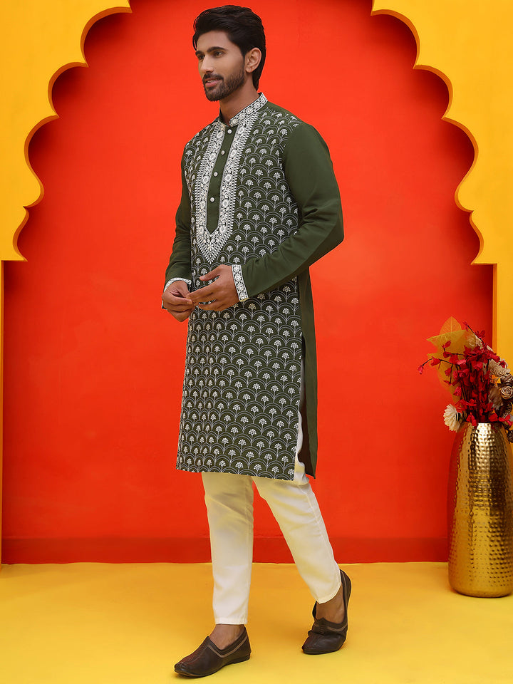 Embroidered Kurta Pyjama For Men