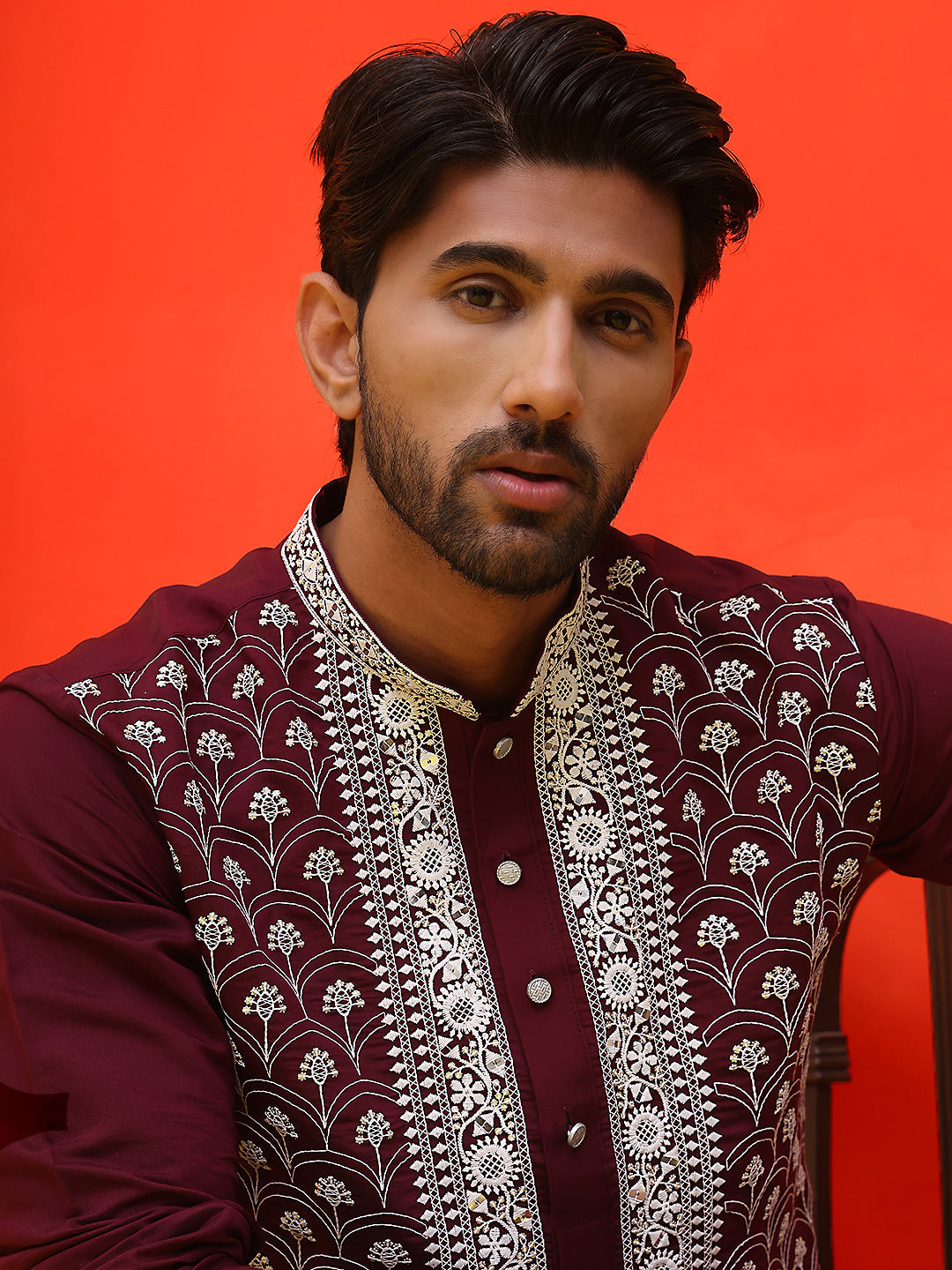 Embroidered Kurta Pyjama For Men
