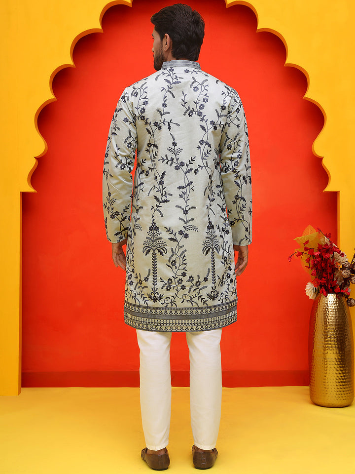 Chikankari Embroidered Kurta Pyjama For Men