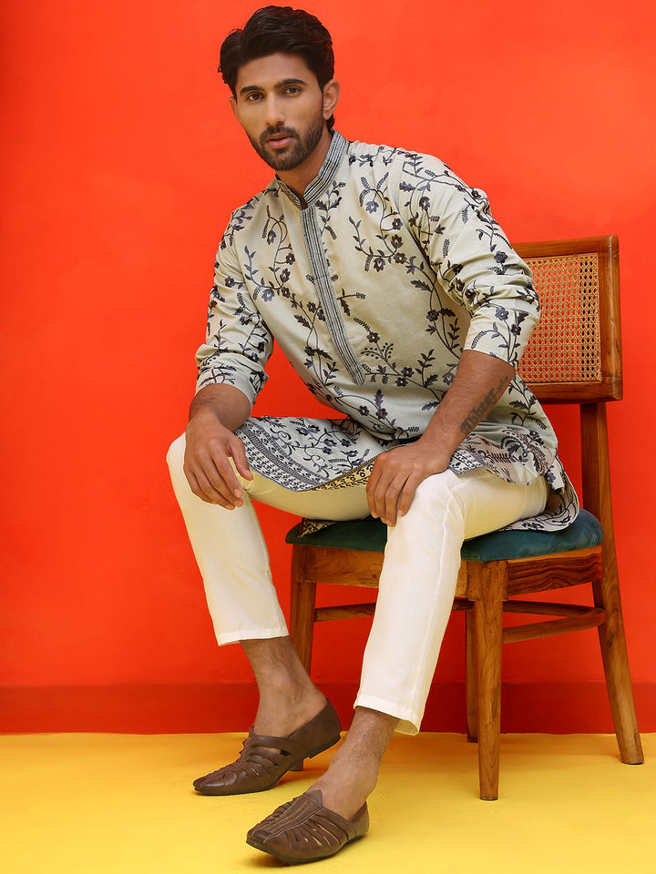 Chikankari Embroidered Kurta Pyjama For Men