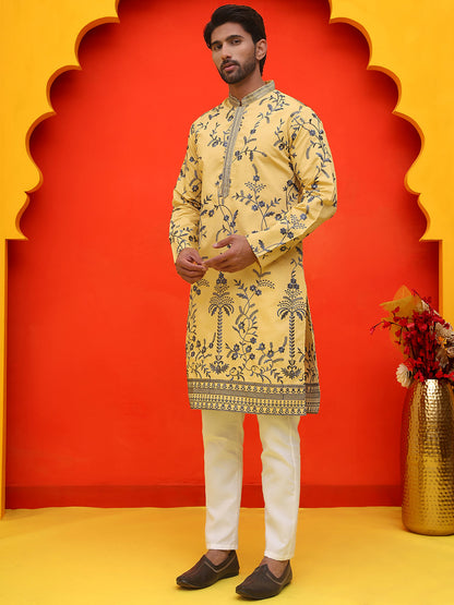 Chikankari Embroidered Kurta Pyjama For Men