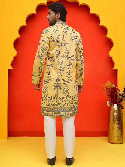Chikankari Embroidered Kurta Pyjama For Men