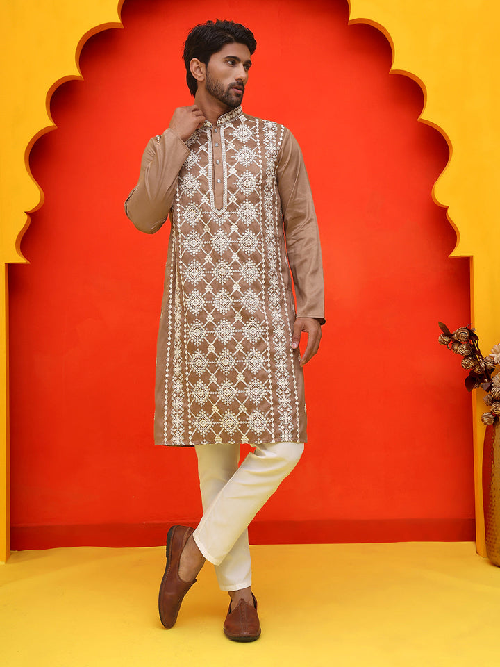 Embroidered Kurta Pyjama For Men