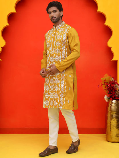 Embroidered Kurta Pyjama For Men
