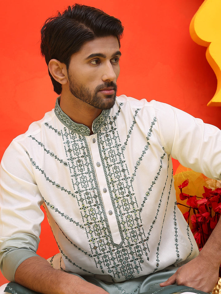 Ombre Printed &amp; Embroidered Kurta Pyjama Set