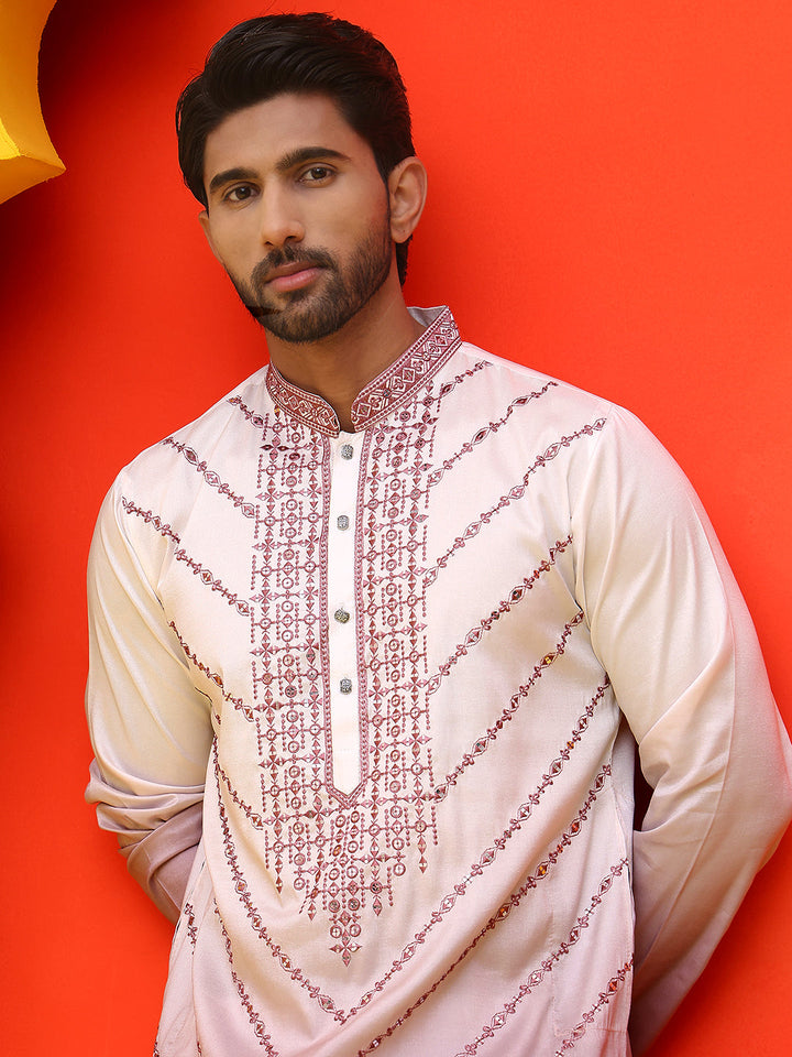 Ombre Printed &amp; Embroidered Kurta Pyjama Set
