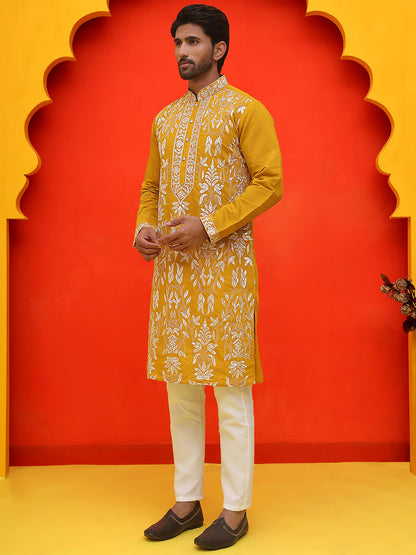 Embroidered & Sequins Kurta Set For Men